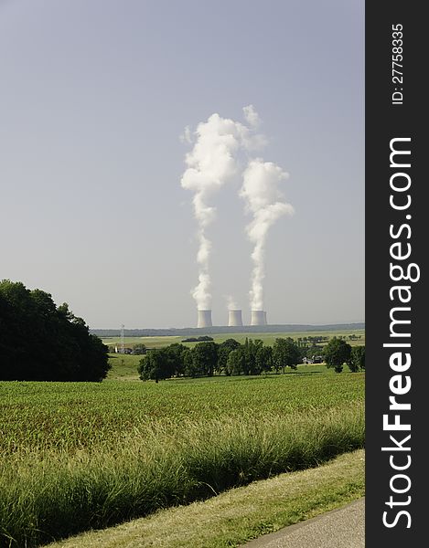 The Cattenom nuclear power plant with its cooling towers is set in the rural environment of the northern Lorraine area of France. The Cattenom nuclear power plant with its cooling towers is set in the rural environment of the northern Lorraine area of France.