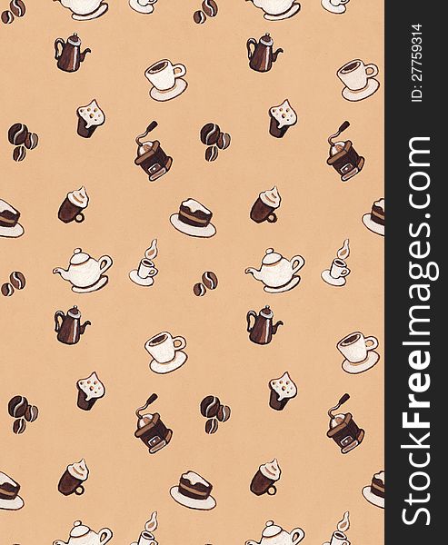 Seamless pattern with coffee illustrations