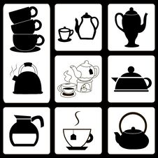 Teapots And Cups Set Stock Photos Teapots And Cups Set Stock Photos