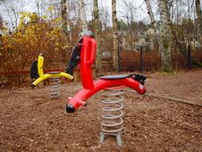 Steel Horses, Playground Stock Image Steel Horses, Playground Stock Image