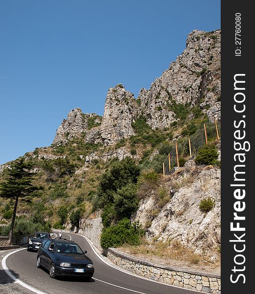 Sinuous way-Amalfi Coast in Italy. Sinuous way-Amalfi Coast in Italy