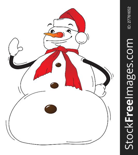 Simple vector illustration with a smiling snowman. Simple vector illustration with a smiling snowman.