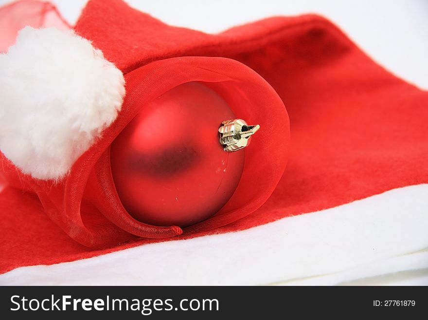 Tree ornaments, wreaths, on a red background. Tree ornaments, wreaths, on a red background