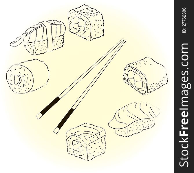 A vector set of Food Icons: Japanese Cuisine. A vector set of Food Icons: Japanese Cuisine