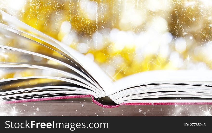 Beautiful background with book and Christmas stars. Beautiful background with book and Christmas stars