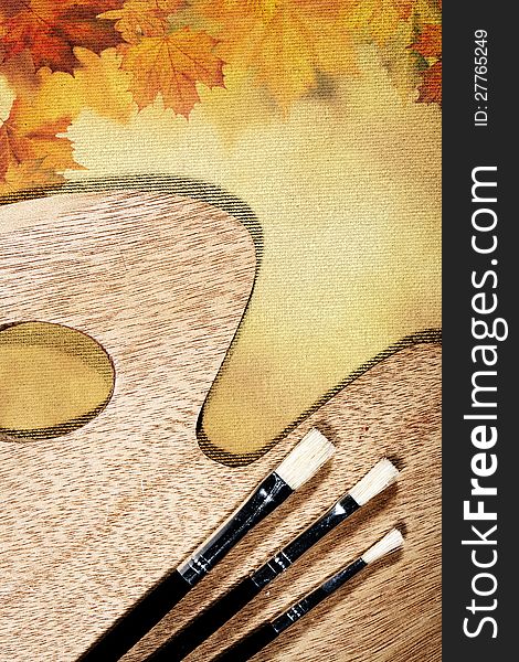 Autumnal abstract still life over canvas background for your design