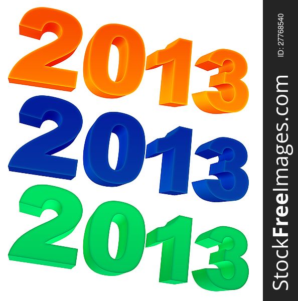 Text 2013 in three colors on a white background. Text 2013 in three colors on a white background