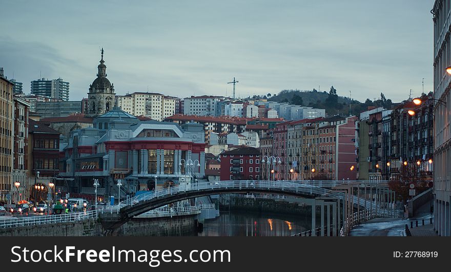 Bridge In Bilbao At Evening