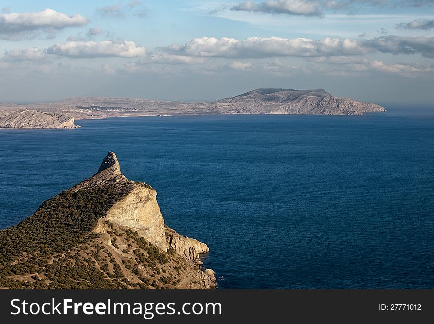 Rocky coastline of Novyy Svet recreation area. Crimea, Ukraine