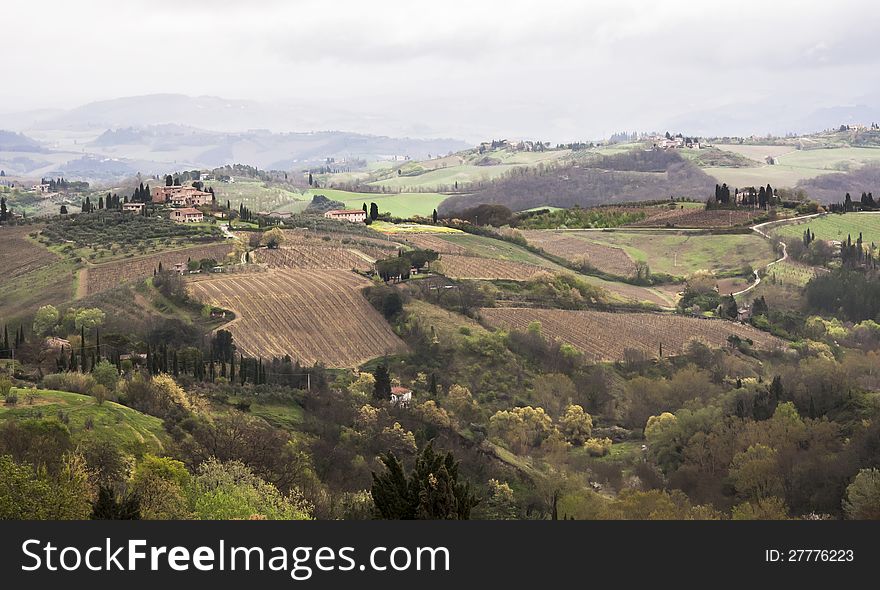 Farmland and countryside in Chianti, Tuscany, Italy