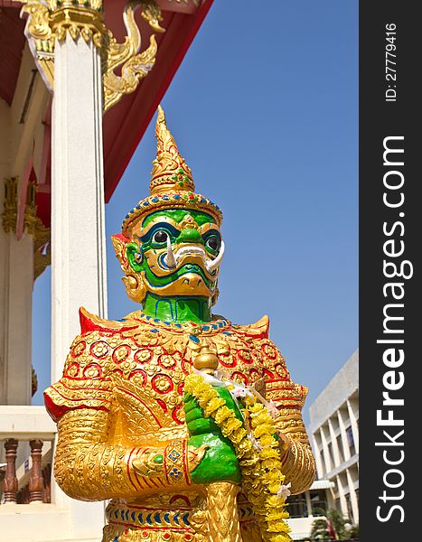 The legend giant stands at the temple, Phrae Thailand