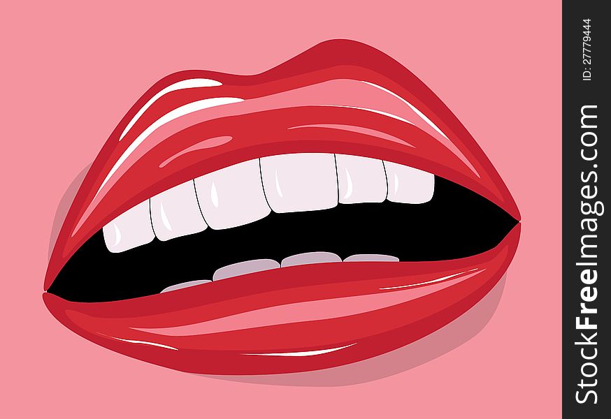 Illustration of big red lovely lips. Illustration of big red lovely lips
