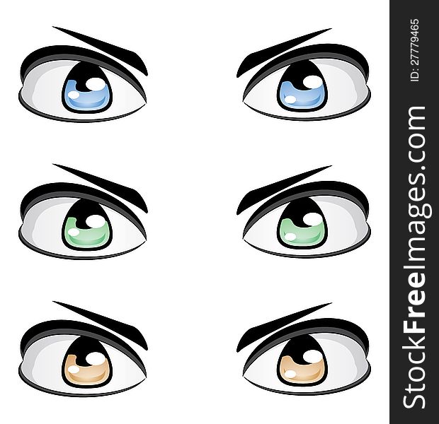Illustration of man's eyes of different colors on white. Illustration of man's eyes of different colors on white.