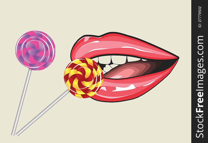 Lips and two lollipops