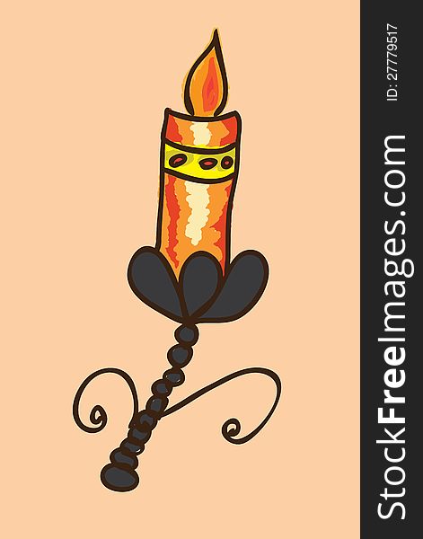 Abstract simple linear illustration of colorful candle.
