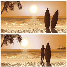 Sunset Surf Royalty Free Stock Photos Sunset Surf Royalty Free Stock Photos