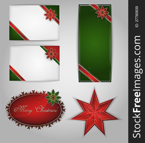 Set of christmas cards, holiday card. Vector EPS 10. Set of christmas cards, holiday card. Vector EPS 10