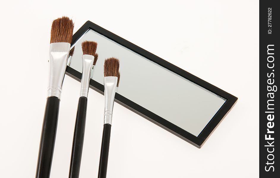 Mirror and brush set for touch-ups. Mirror and brush set for touch-ups