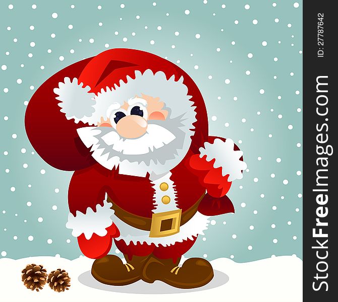 Santa Claus with bag vector