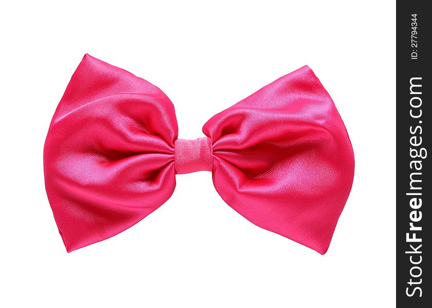 Red satin gift bow. Ribbon. Isolated on white with clipping path