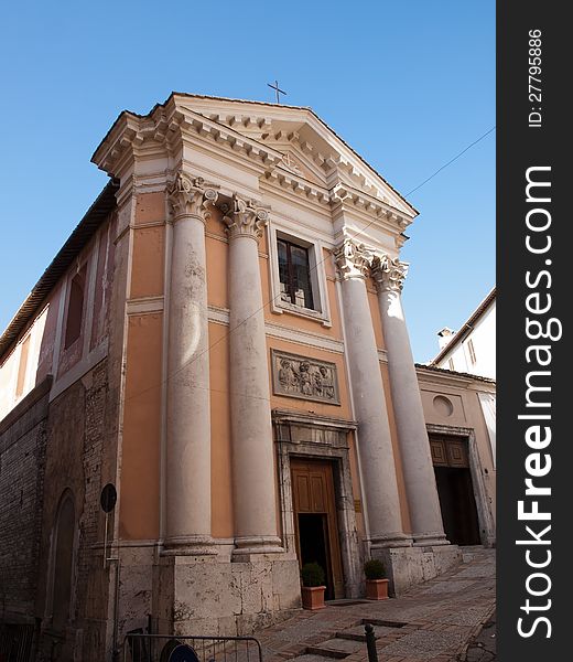 The facade of Church of St.Ansano in Spoleto. The facade of Church of St.Ansano in Spoleto