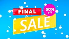SUPER SALE 50 Percent Off With Bule Background Illustration 3D Rendering Stock Image