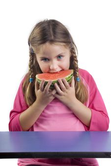 Girl And Watermelon Royalty Free Stock Photos Girl And Watermelon Royalty Free Stock Photos