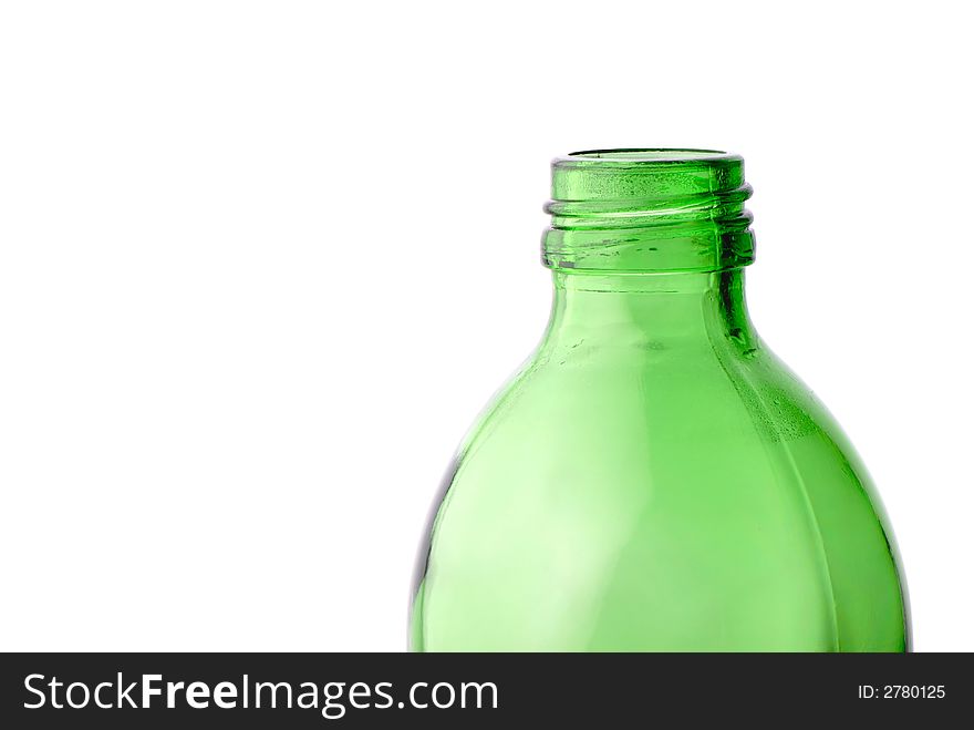 Empty bottle  green color isolated on  white background