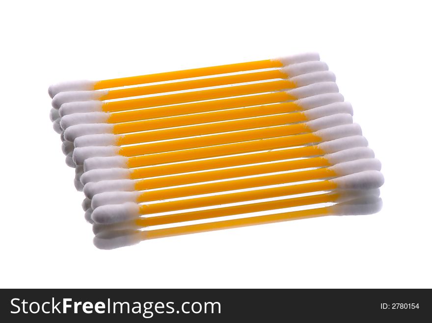 Hygienic sticks of orange color on  white background