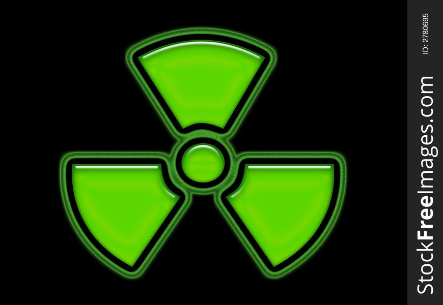 Radiation in green color on black background. Radiation in green color on black background