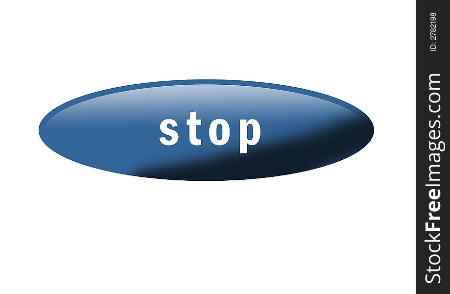 Blue button with the word Stop. Blue button with the word Stop