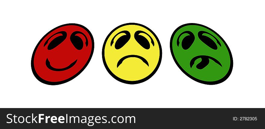 Smiley faces like traffic light. Smiley faces like traffic light