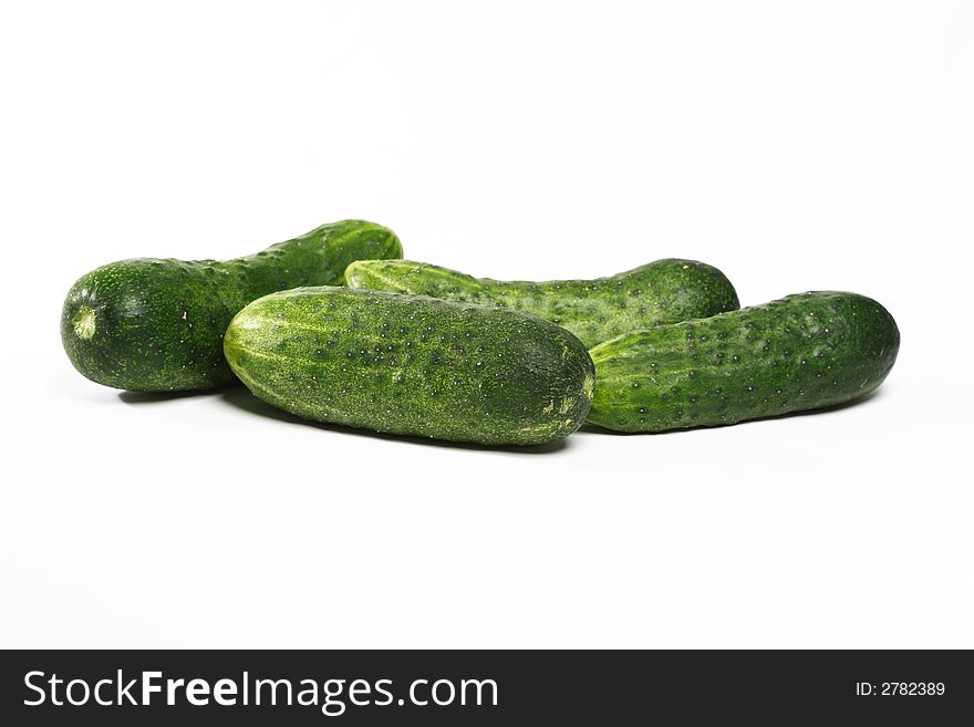 Fresh cucumbers isolated on white background