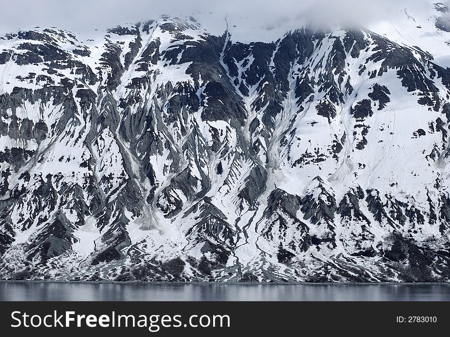 Rich of texture mountain relief in Glacier Bay national park, Alaska.