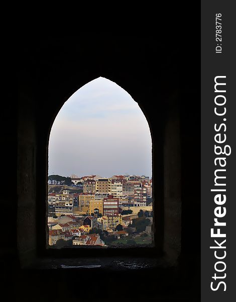 View from a window in saint jorge castle in lisbon, the most important city of portugal. View from a window in saint jorge castle in lisbon, the most important city of portugal