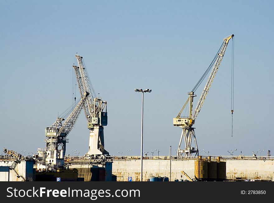 Three crane in the port of Palermo(italy)