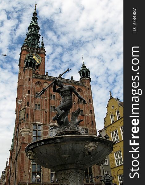 Statue of Neptune on the old market in Gdansk