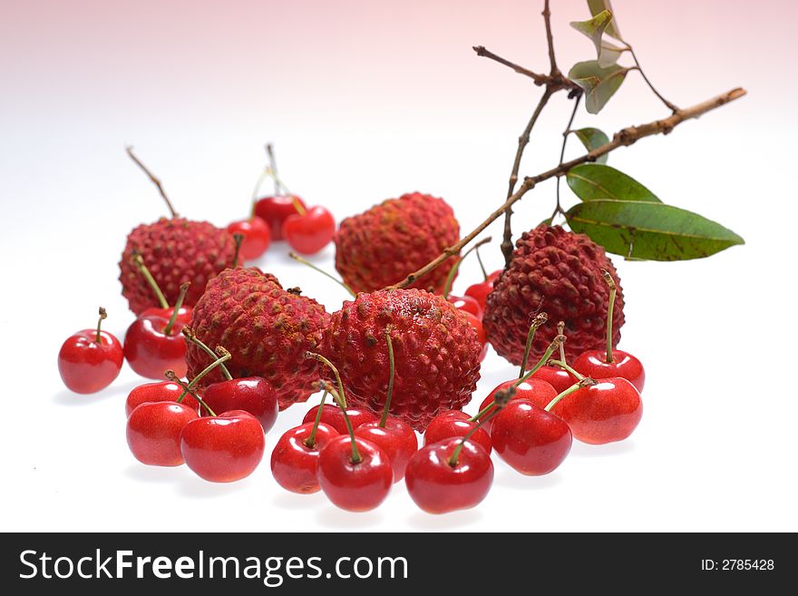 The most tasty fruit in Red - Lychee and Cherry