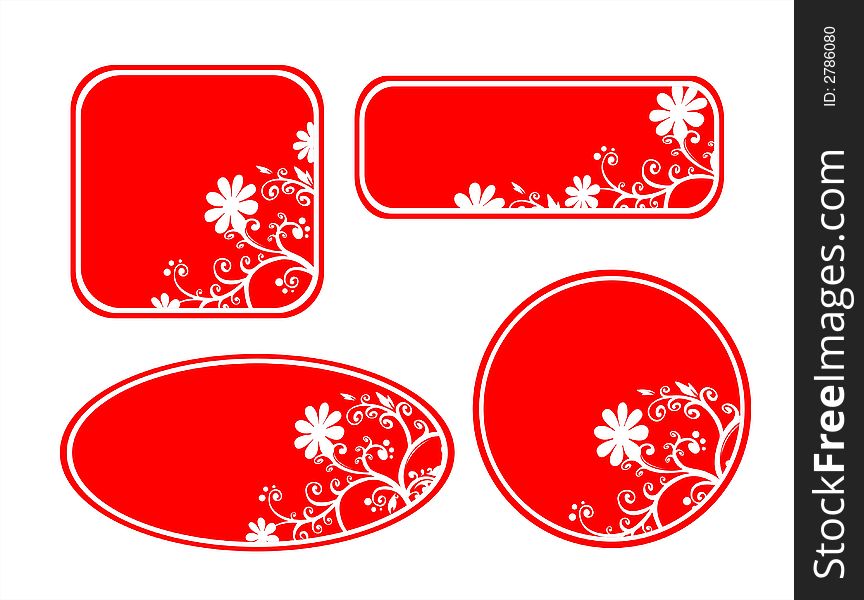 Red frames of the various form with a white vegetative pattern. Red frames of the various form with a white vegetative pattern.