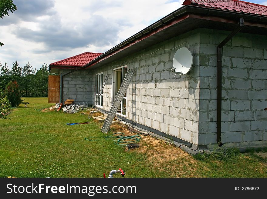 A brand new home still under construction in Poland