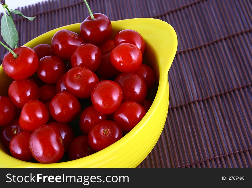 Red cherry 100 isolated on white -brown