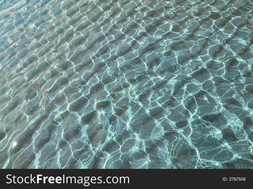 Two layers of ripples intersecting by sunlight - the sea, and the sea-bed sand. Two layers of ripples intersecting by sunlight - the sea, and the sea-bed sand.