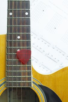 Acoustic Guitar On Music Note Sheet Stock Images Acoustic Guitar On Music Note Sheet Stock Images