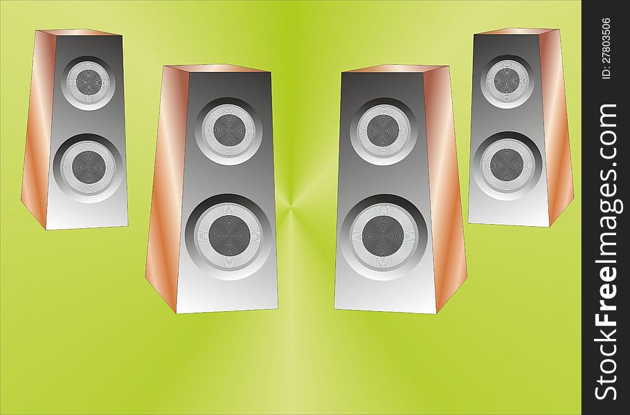 Illustration of colorful music background with speakers. Illustration of colorful music background with speakers.