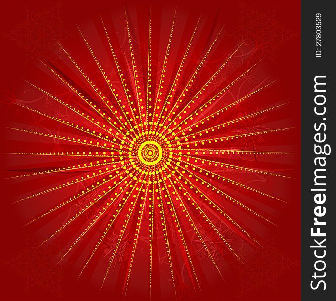 Abstract illustration of red celebration light background with golden star.