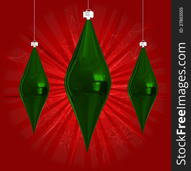 Illustration of red Christmas background with green decorations. Illustration of red Christmas background with green decorations.