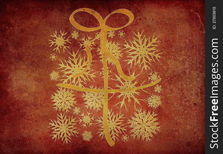Illustration of grunge Christmas background with gift box of snowflake. Illustration of grunge Christmas background with gift box of snowflake.