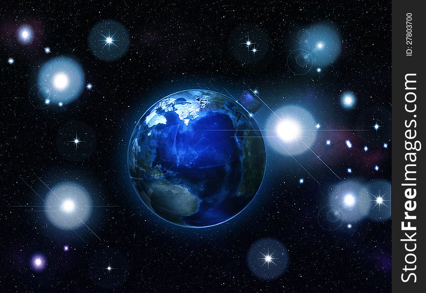 Illustration of the earth as an ornament in space. Elements of this image furnished by NASA. Illustration of the earth as an ornament in space. Elements of this image furnished by NASA