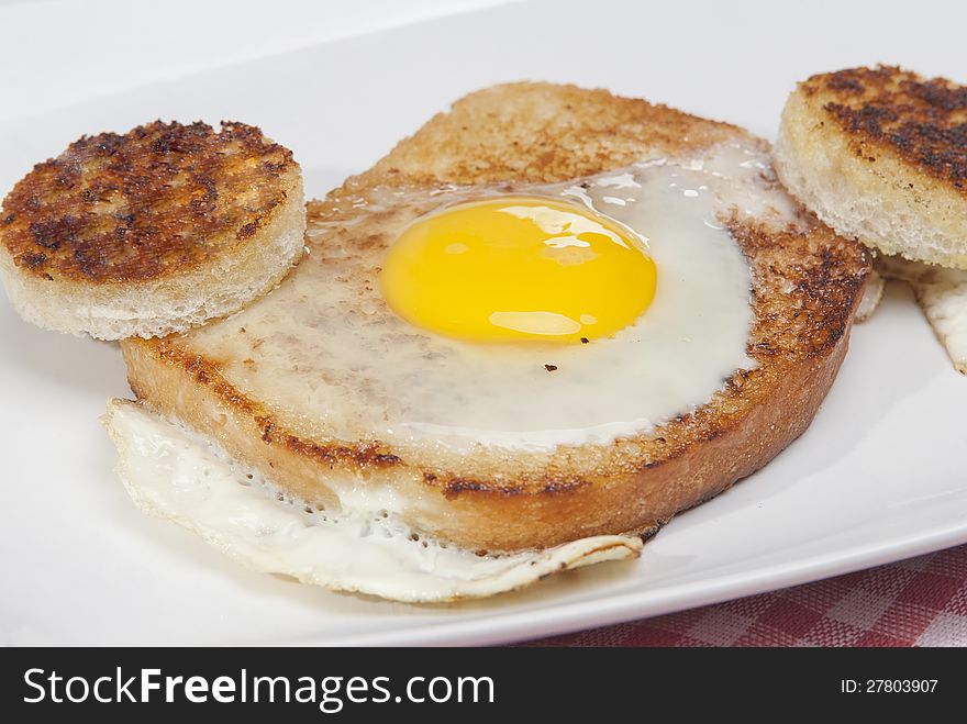 Lightly toasted garlic bread displayed