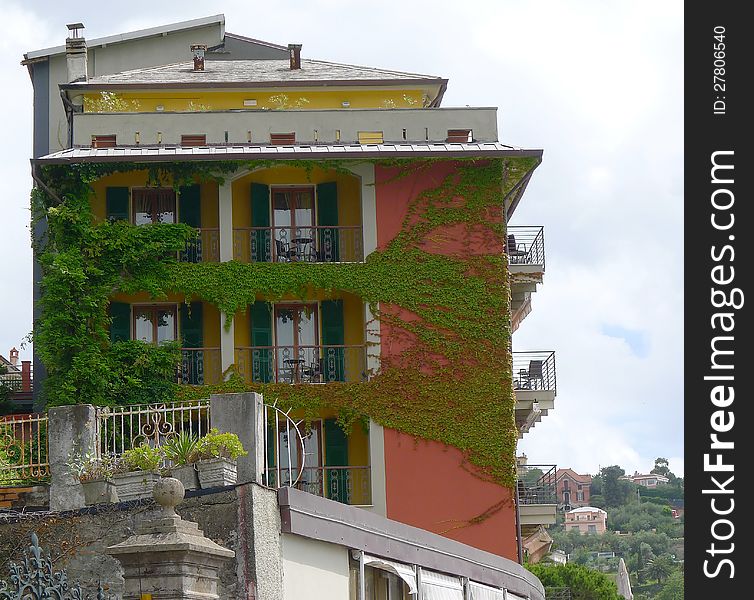 View of a palace in lerici village in the gulf of la spezia